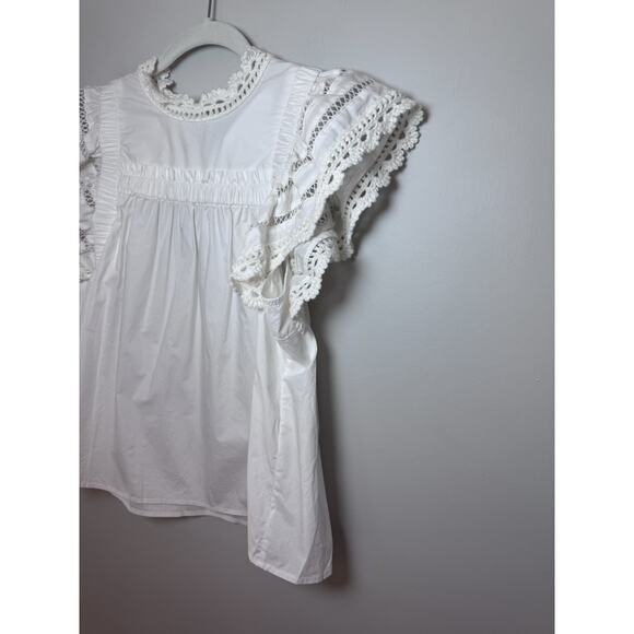 Sea Rylee Crochet Trim Top, White Womens Size XS NWT $275 - Picture 3 of 13